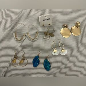 Elegant Gold and Blue Leaf Earrings